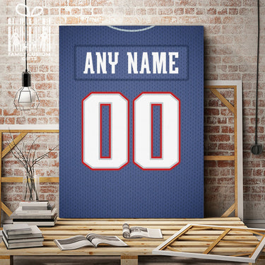 New England Jersey Custom Canvas Print Wall Art for Boy Girl Men Women Football Personalized Canvas Art